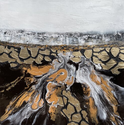 Golden Tectonics by Julijana Ravbar, Painting for Sale on Select