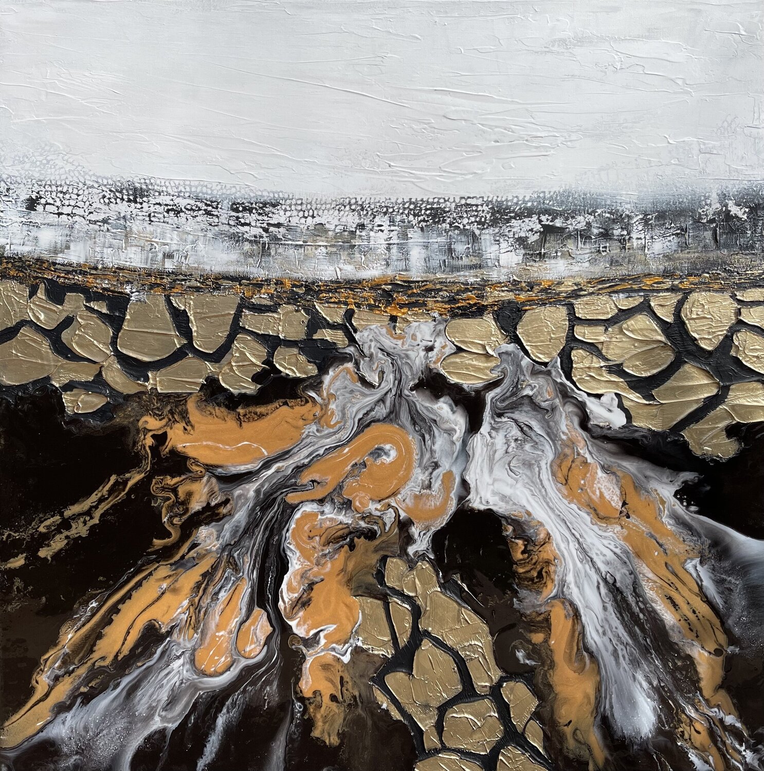 Golden Tectonics Julijana Ravbar Original painting for sale