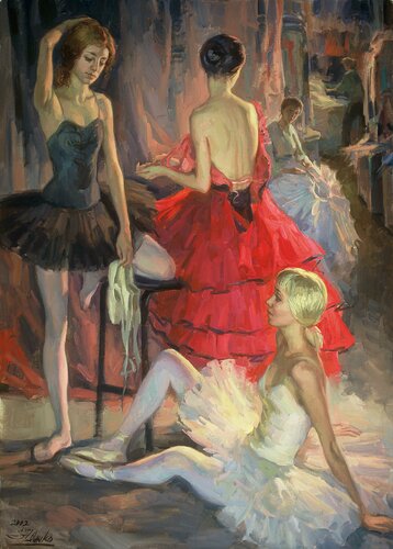 In the dressing room. by Serguei Zlenko, Painting for Sale on Select