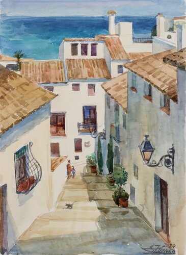 Old street of Altea. by Serguei Zlenko, Painting for Sale on Select