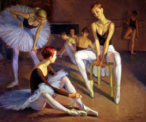 Evening ballet class. by Serguei Zlenko, Painting for Sale on Select