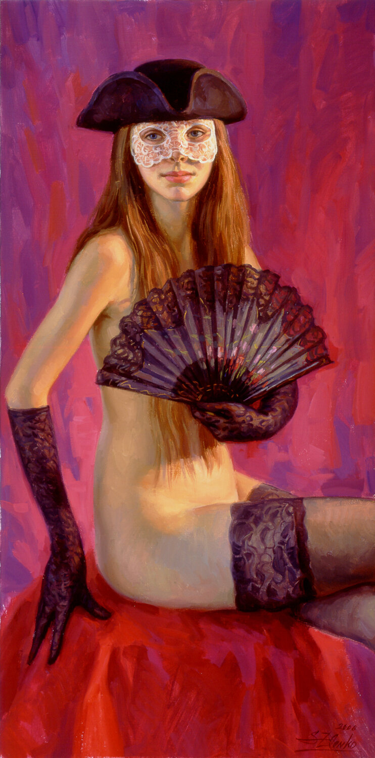 Lady with fan Serguei Zlenko Original painting for sale