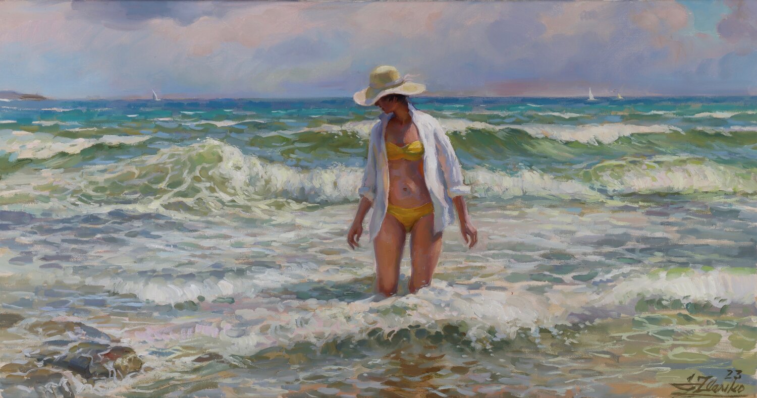 Walking in the waves Serguei Zlenko Original painting for sale
