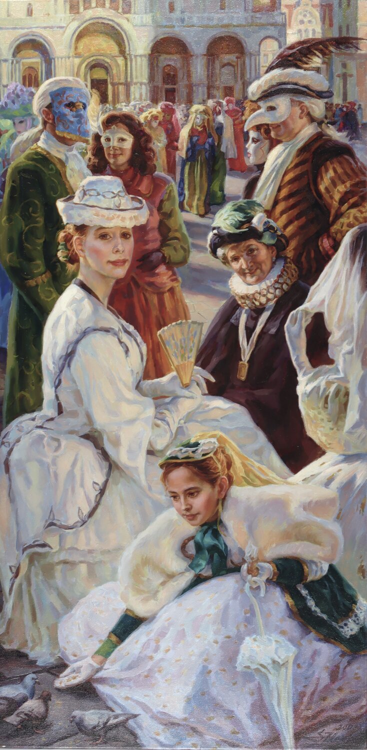 San Marco square. Venetian carnival Serguei Zlenko Original painting for sale