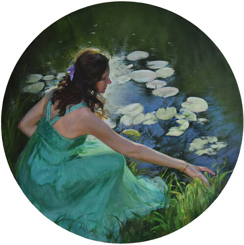 Evening Pond by Vlada Kadymova, Painting for Sale on Select