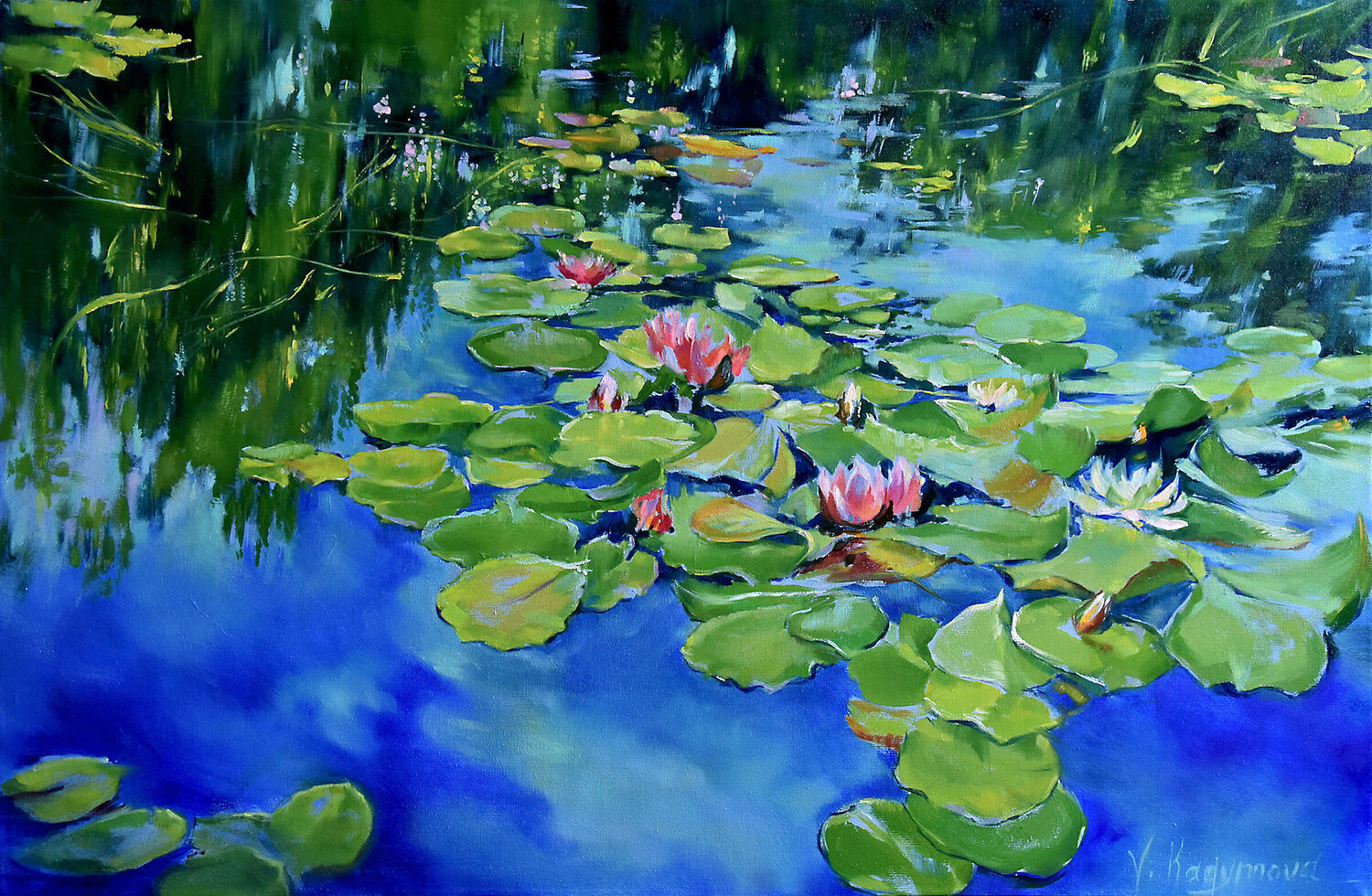 The  Flowered  Pond Vlada Kadymova Original painting for sale