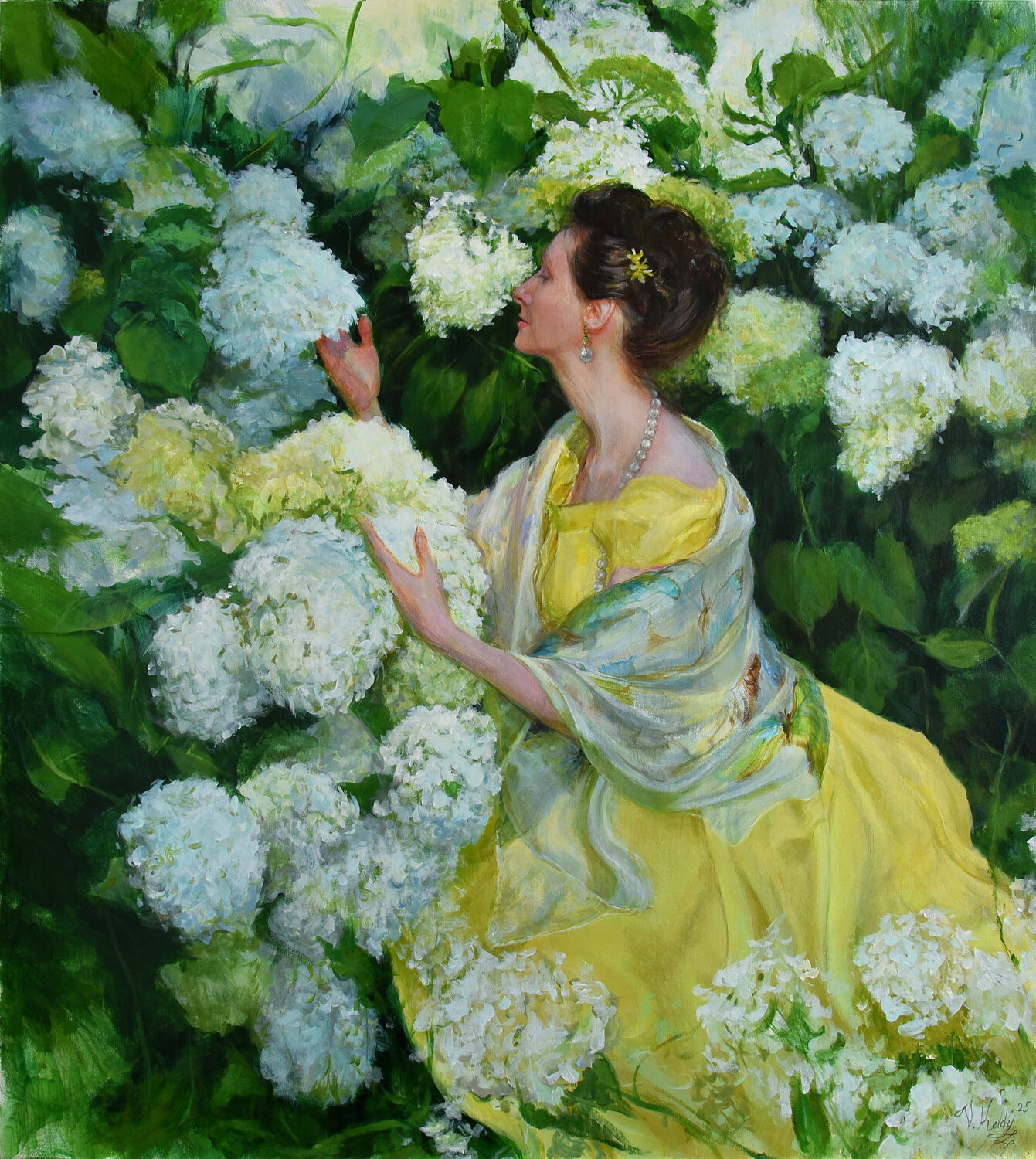 Blooming Hydrangea Vlada Kadymova Original painting for sale