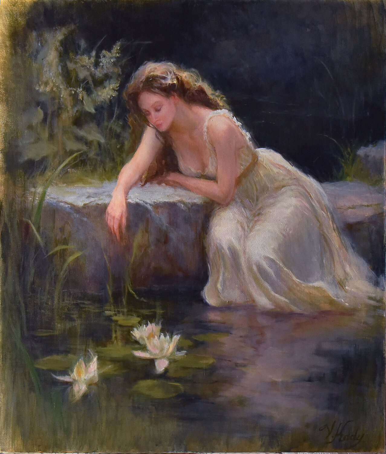 Evening Water Lilies Vlada Kadymova Original painting for sale