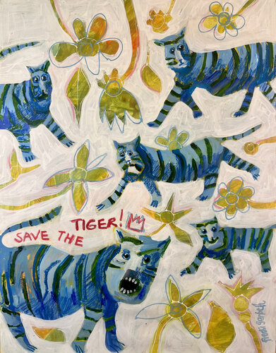 Save the Blue Tiger by Fredi Gertsch, Painting for Sale on Select