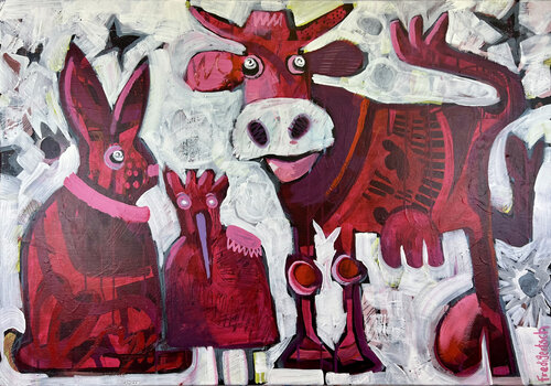 Simply Red Cow by Fredi Gertsch, Painting for Sale on Select