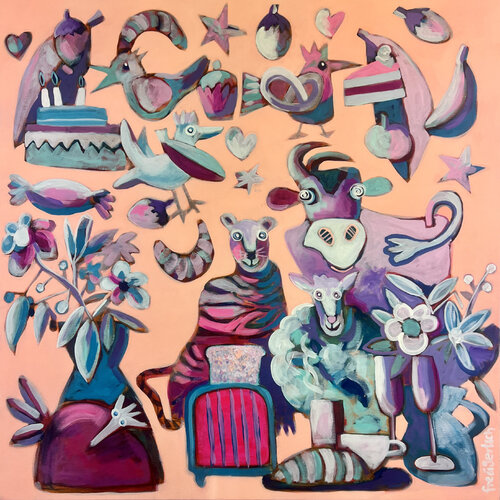 Morning Glory & Birds by Fredi Gertsch, Painting for Sale on Select