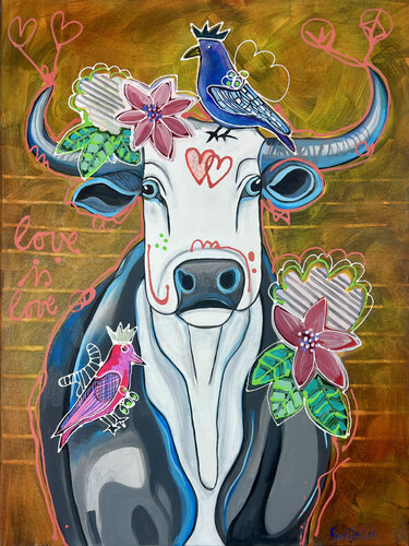 Love is Love - Crowned Friens by Fredi Gertsch, Painting for Sale on Select