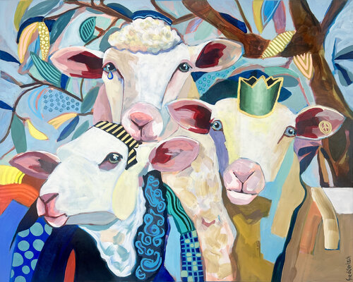 Three Queens - Peaceful Sheep by Fredi Gertsch, Painting for Sale on Select