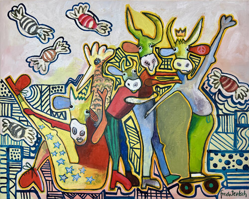 With A Little Help From My Friends - Candy Crew by Fredi Gertsch, Painting for Sale on Select
