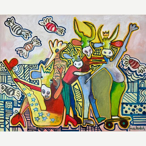 With A Little Help From My Friends - Candy Crew by Fredi Gertsch, Painting for Sale on Select