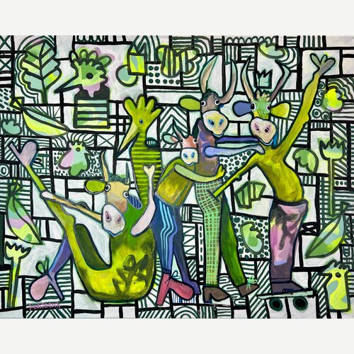With A Little Help From My Friends - Green Grove by Fredi Gertsch, Painting for Sale on Select