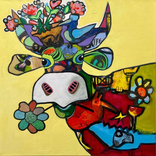 VogelLisi – Sunshine Bouquet by Fredi Gertsch, Painting for Sale on Select
