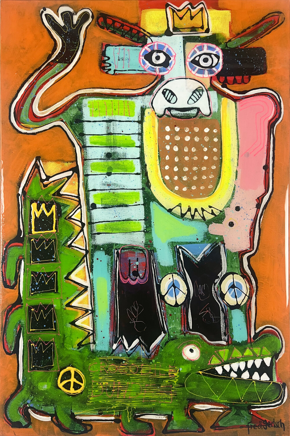 Crocodile Dundee Fredi Gertsch Original painting for sale