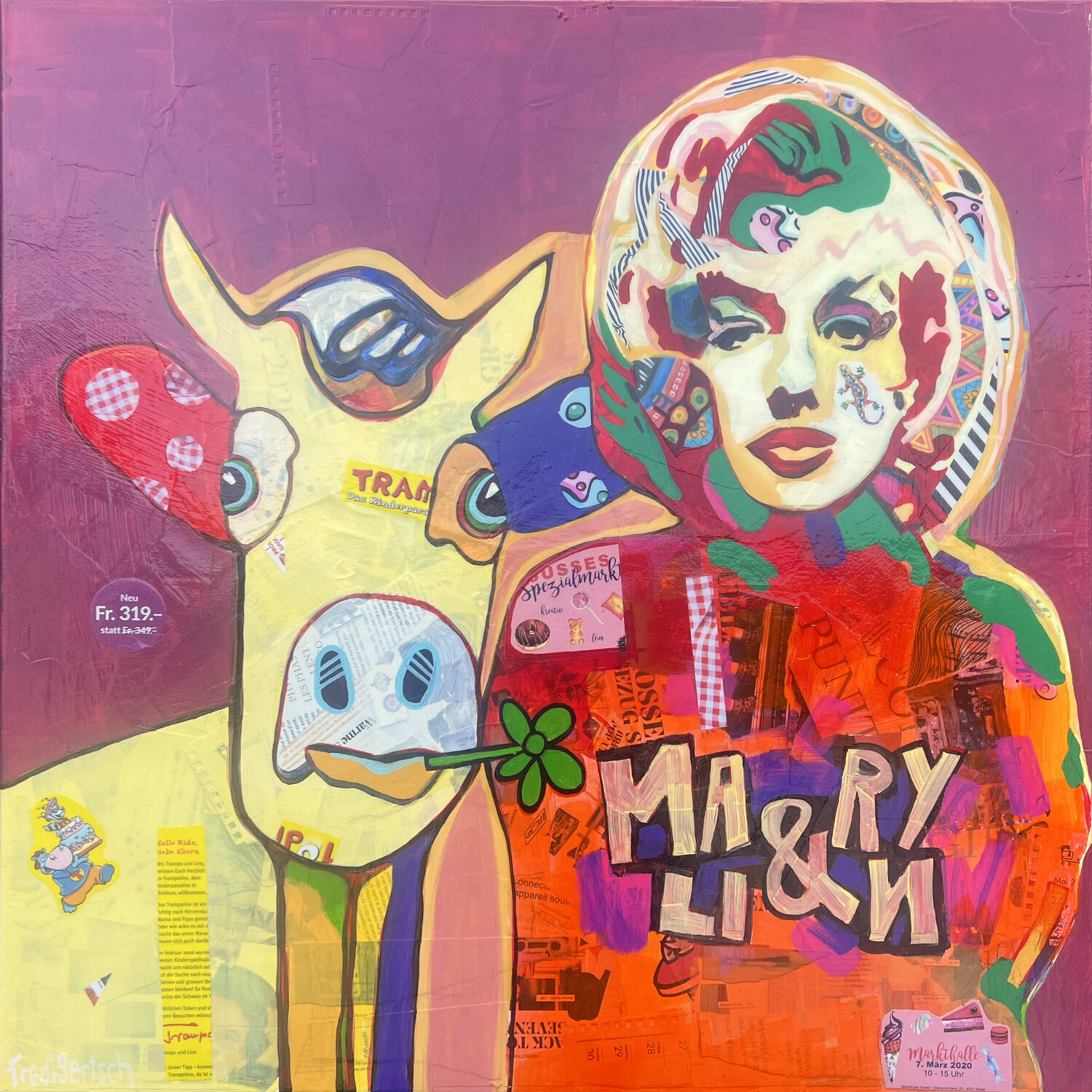 Mari&Lyn (Baby meets Andy) Fredi Gertsch Original painting for sale