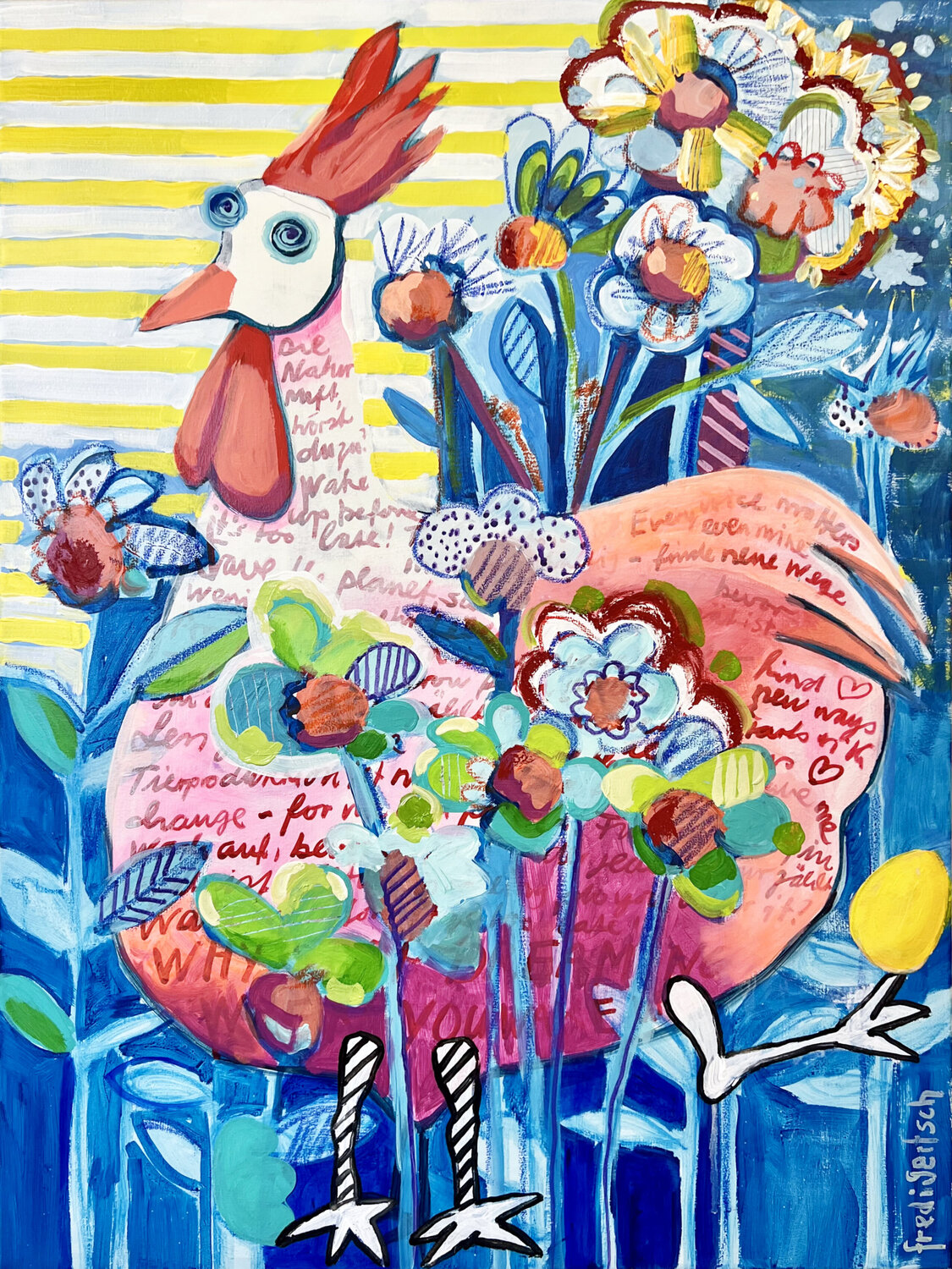 ChickenBloom Fredi Gertsch Original painting for sale