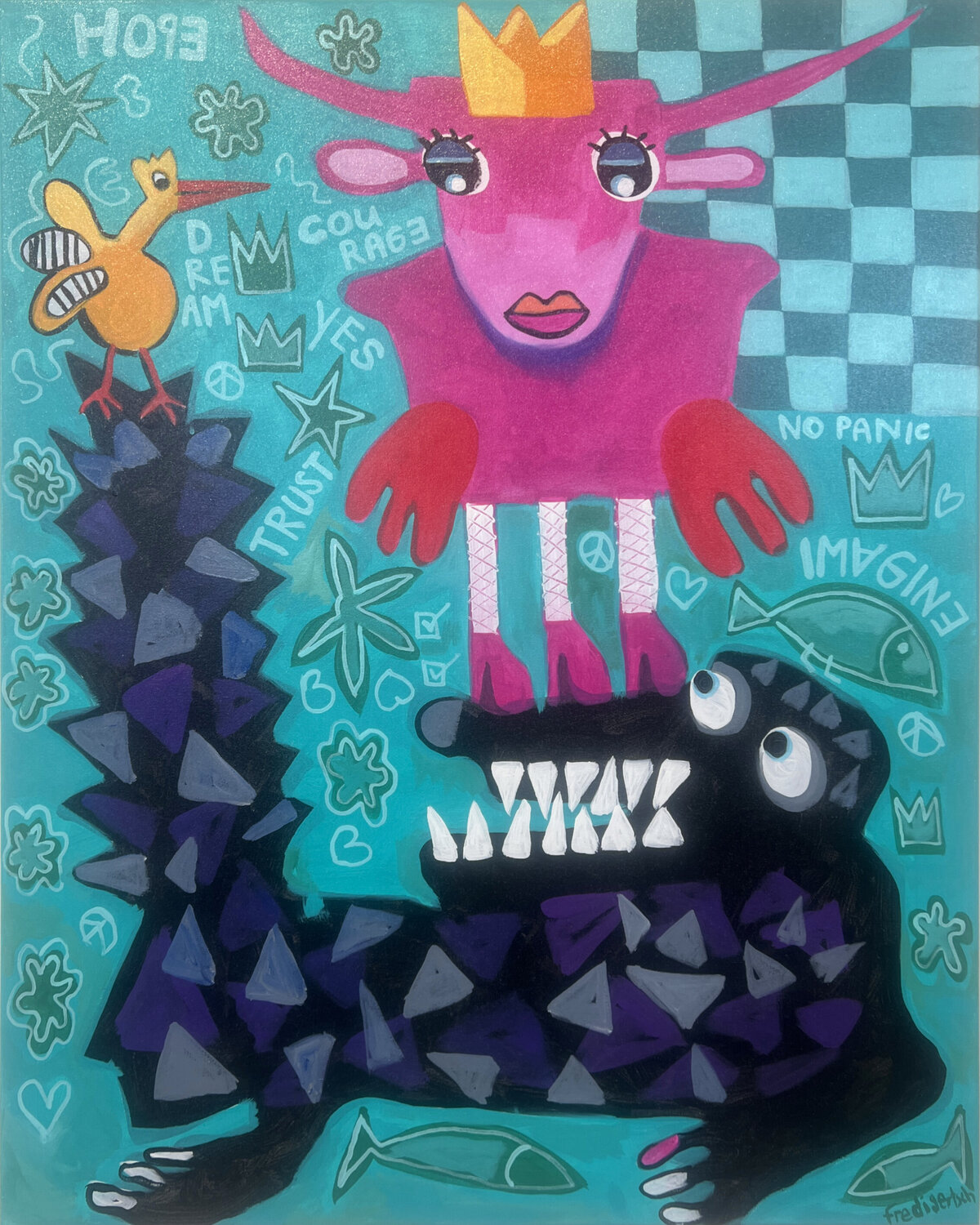 KrokoLove – Trust The Yes Fredi Gertsch Original painting for sale