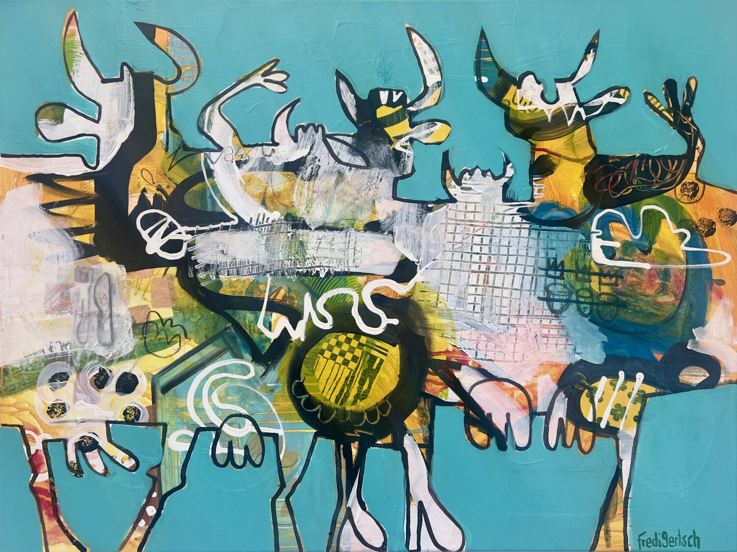 Happy Rebels – Wild Harmony Fredi Gertsch Original painting for sale