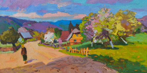Home Among Flowers by Alexander Shandor, Painting for Sale on Select