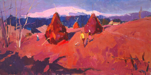 Near the Haystack by Alexander Shandor, Painting for Sale on Select