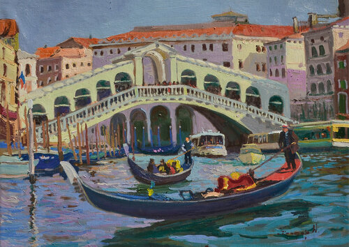 Rialto Bridge by Alexander Shandor, Painting for Sale on Select