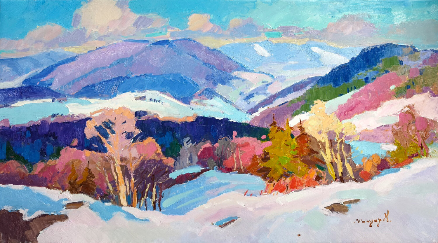 Winter on Verkhovyna Alexander Shandor Original painting for sale