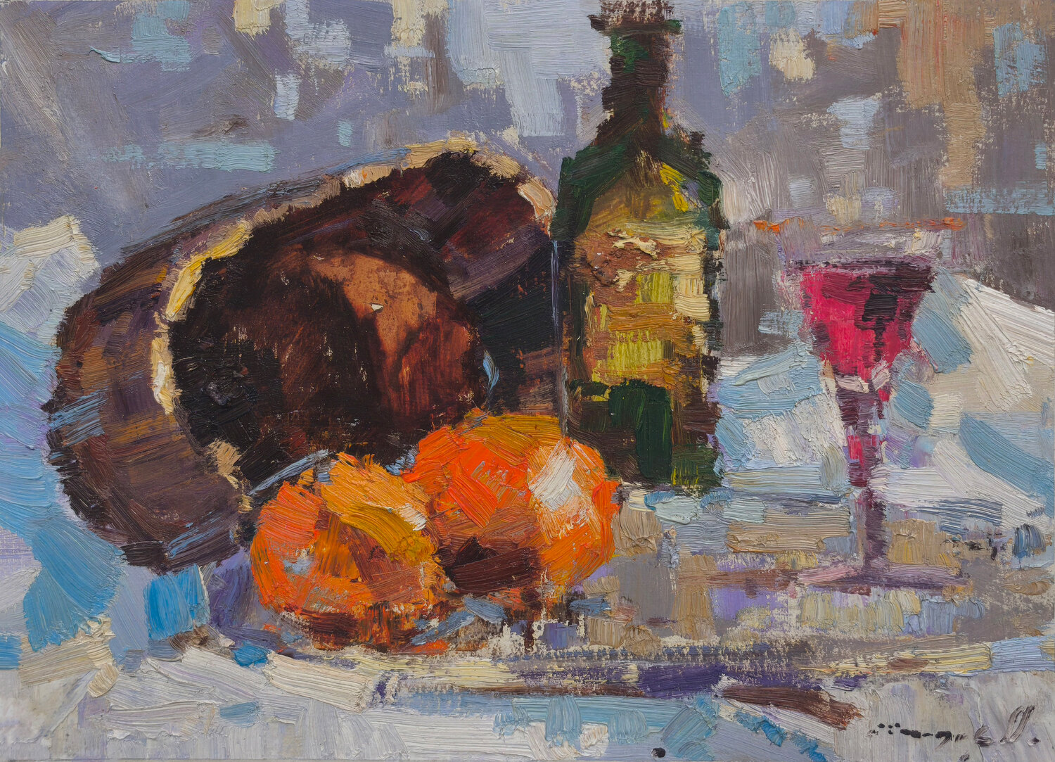 Wine and Oranges Alexander Shandor Original painting for sale