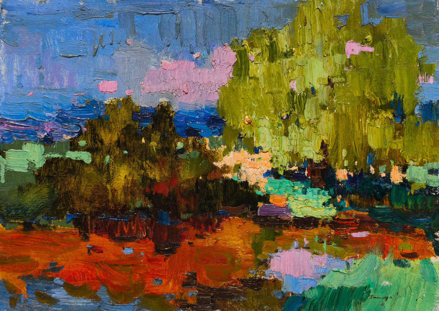 In the Swamp in Summer Alexander Shandor Original painting for sale
