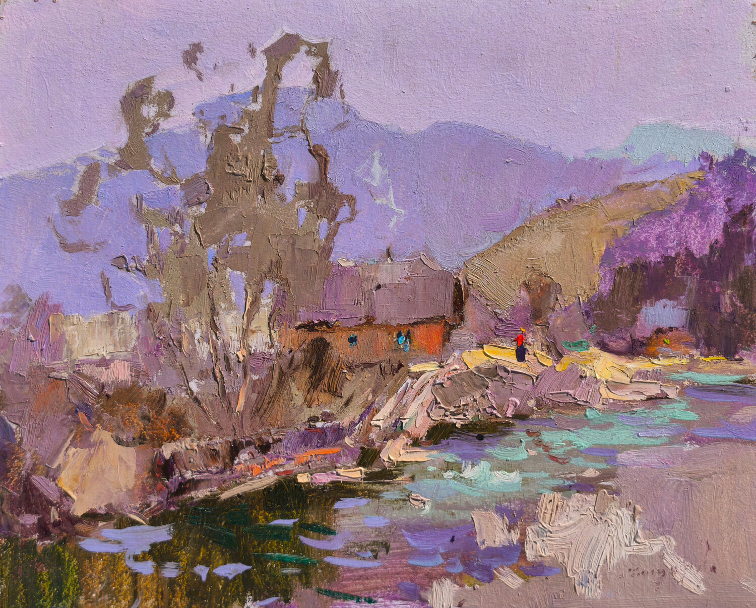 Spring Village Alexander Shandor Original painting for sale