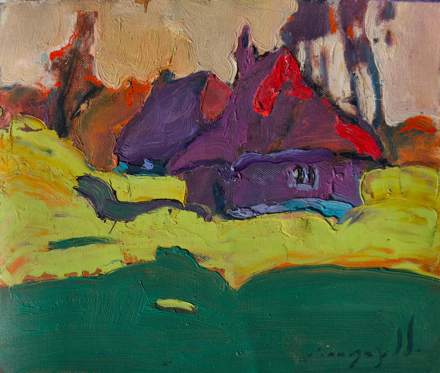 Study With a House Alexander Shandor Original painting for sale