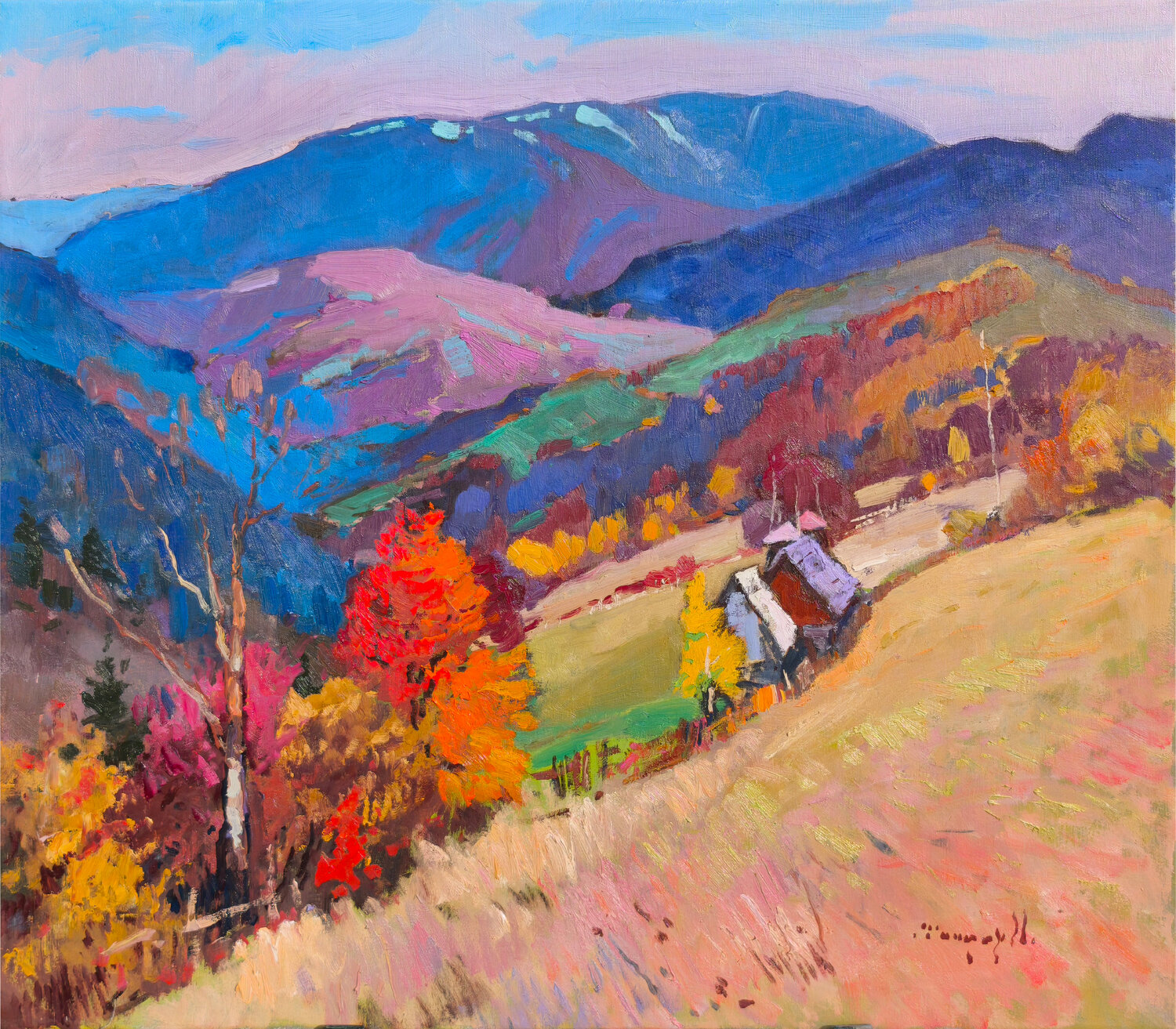 A Home Among the Mountains Alexander Shandor Originalgemälde zu verkaufen