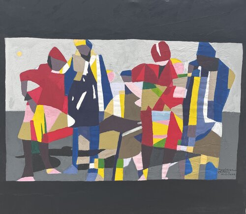 Couples et dialogue by Maurice Tchinda, Painting for Sale on Select