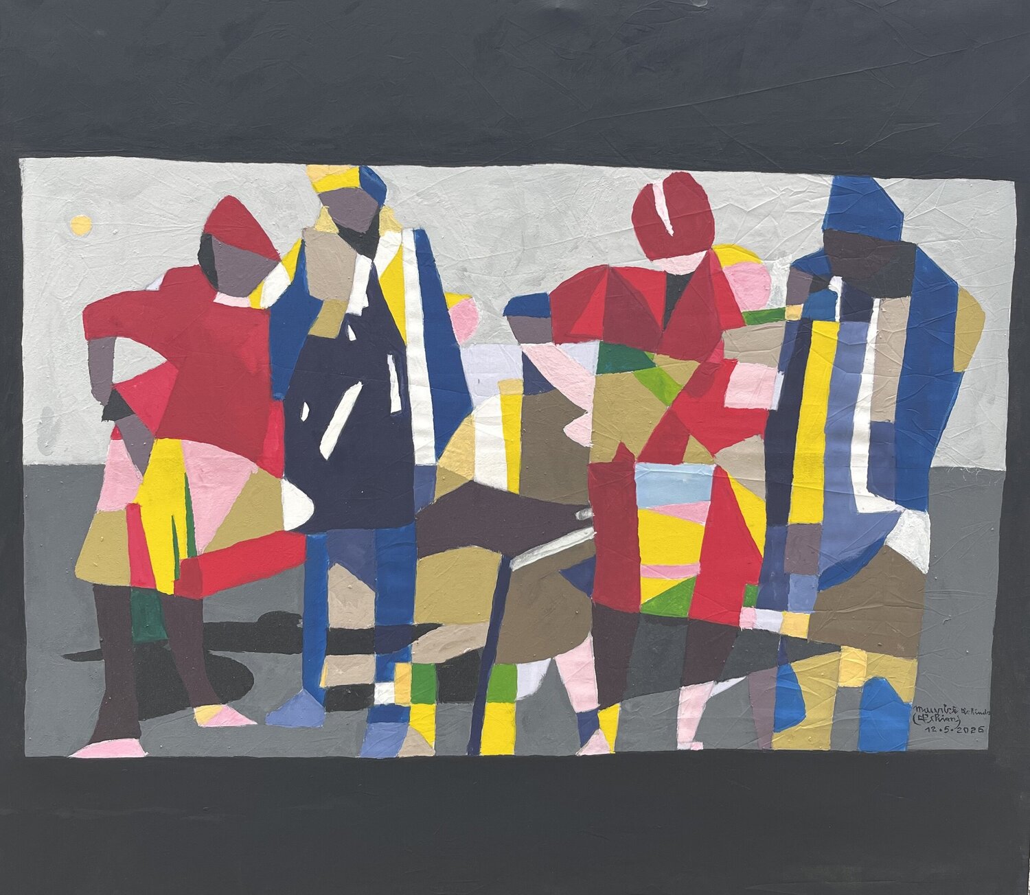 Couples et dialogue Maurice Tchinda Original painting for sale