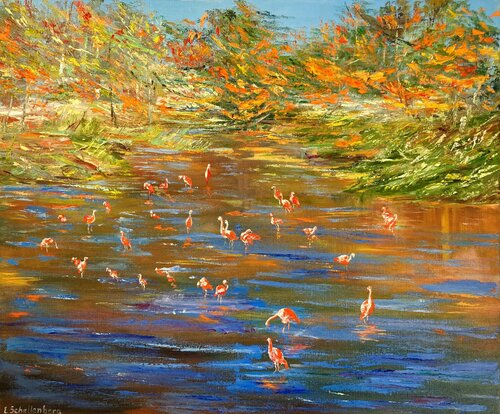 FLAMINGO by Lusie Schellenberg, Painting for Sale on Select