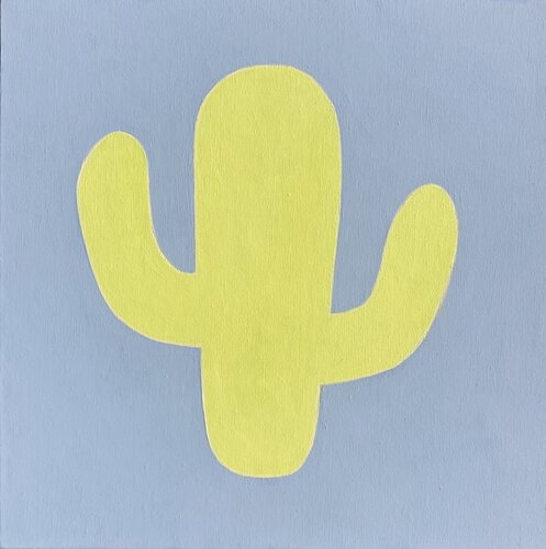"Kaktus Nr.5 (Gelber Kaktus auf Porzellan Blau ) by Lusie Schellenberg, Painting for Sale on Select