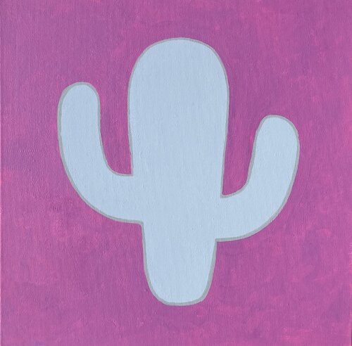 "Kaktus Nr.6 (porzellan blau auf Fuchsia) by Lusie Schellenberg, Painting for Sale on Select