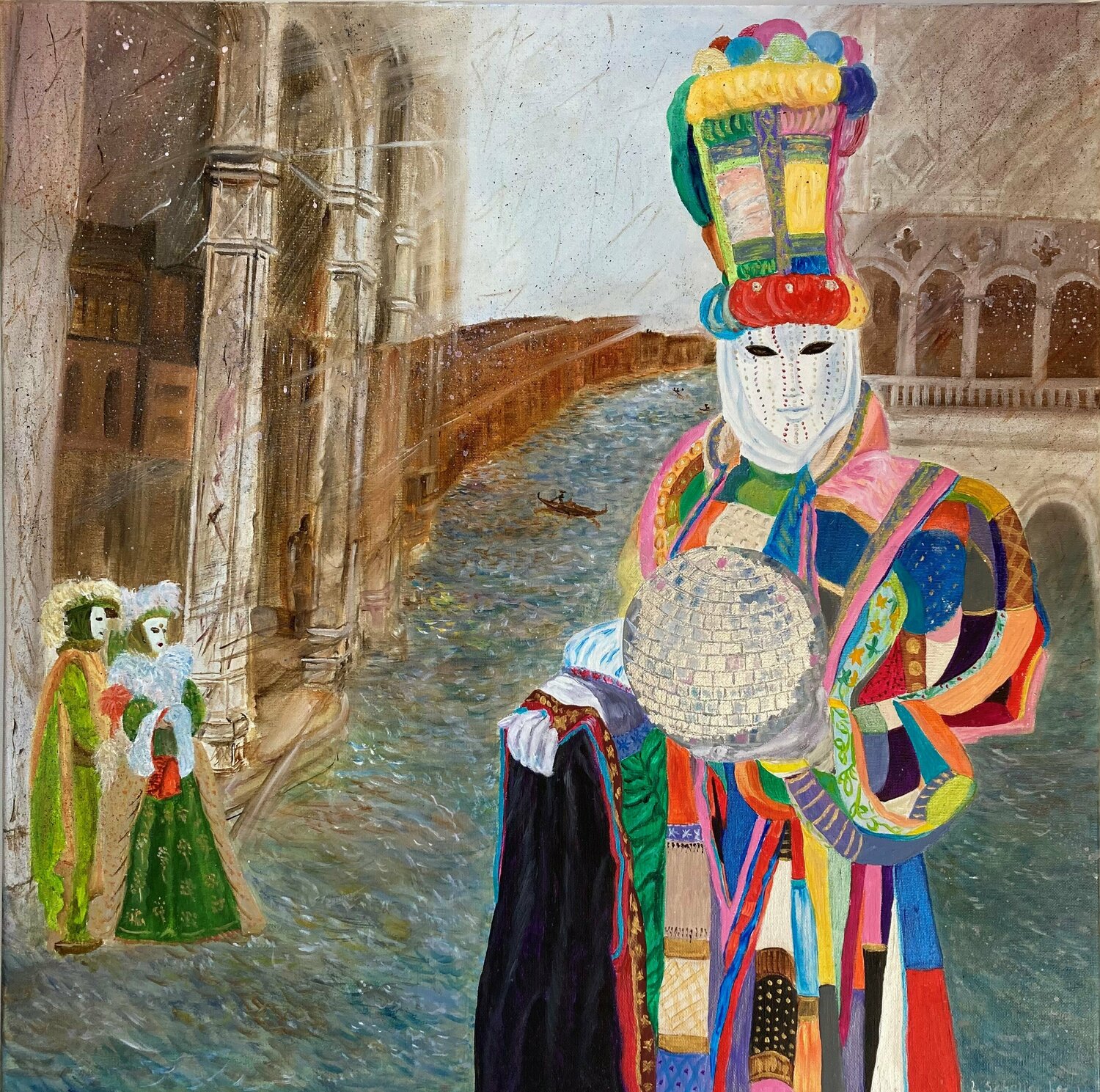 Masks of Venice Lusie Schellenberg Original painting for sale