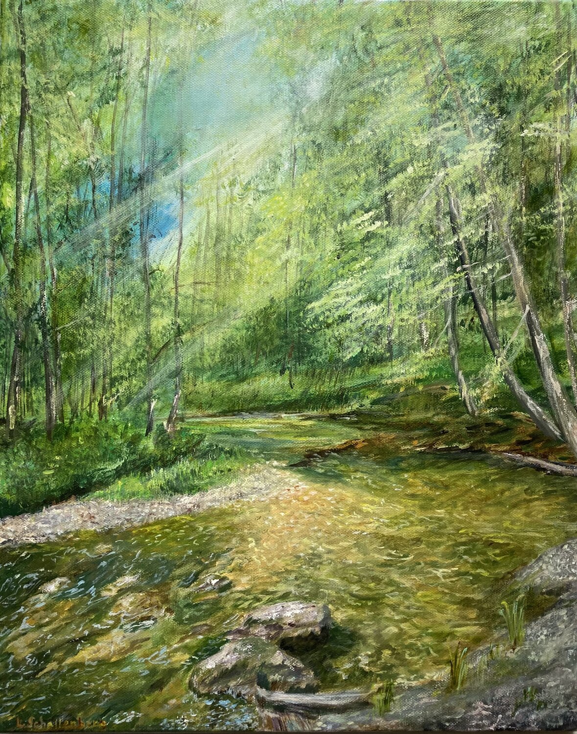 Forest in Lenzerheide Lusie Schellenberg Original painting for sale