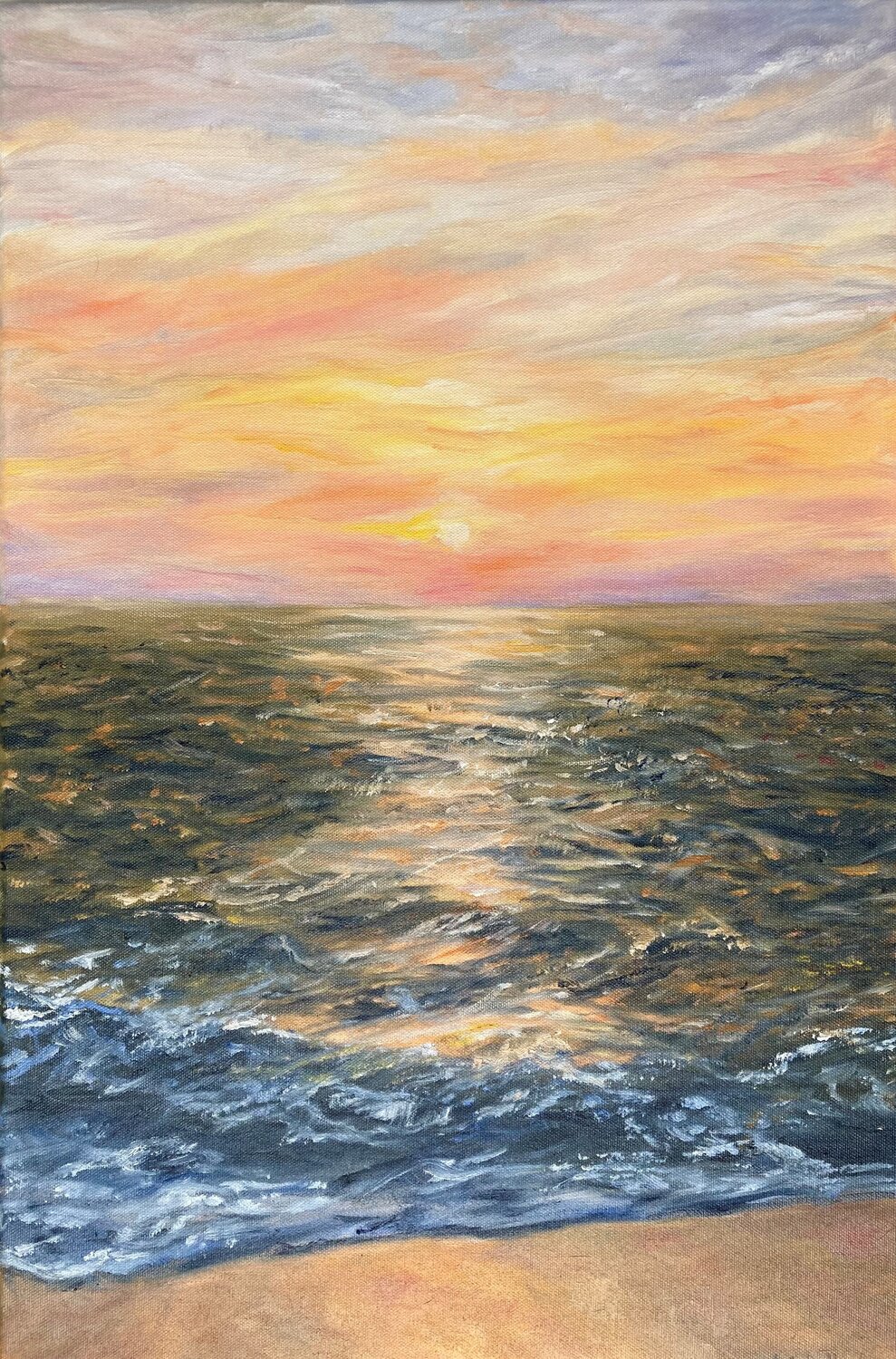 Glare on the waves Lusie Schellenberg Original painting for sale