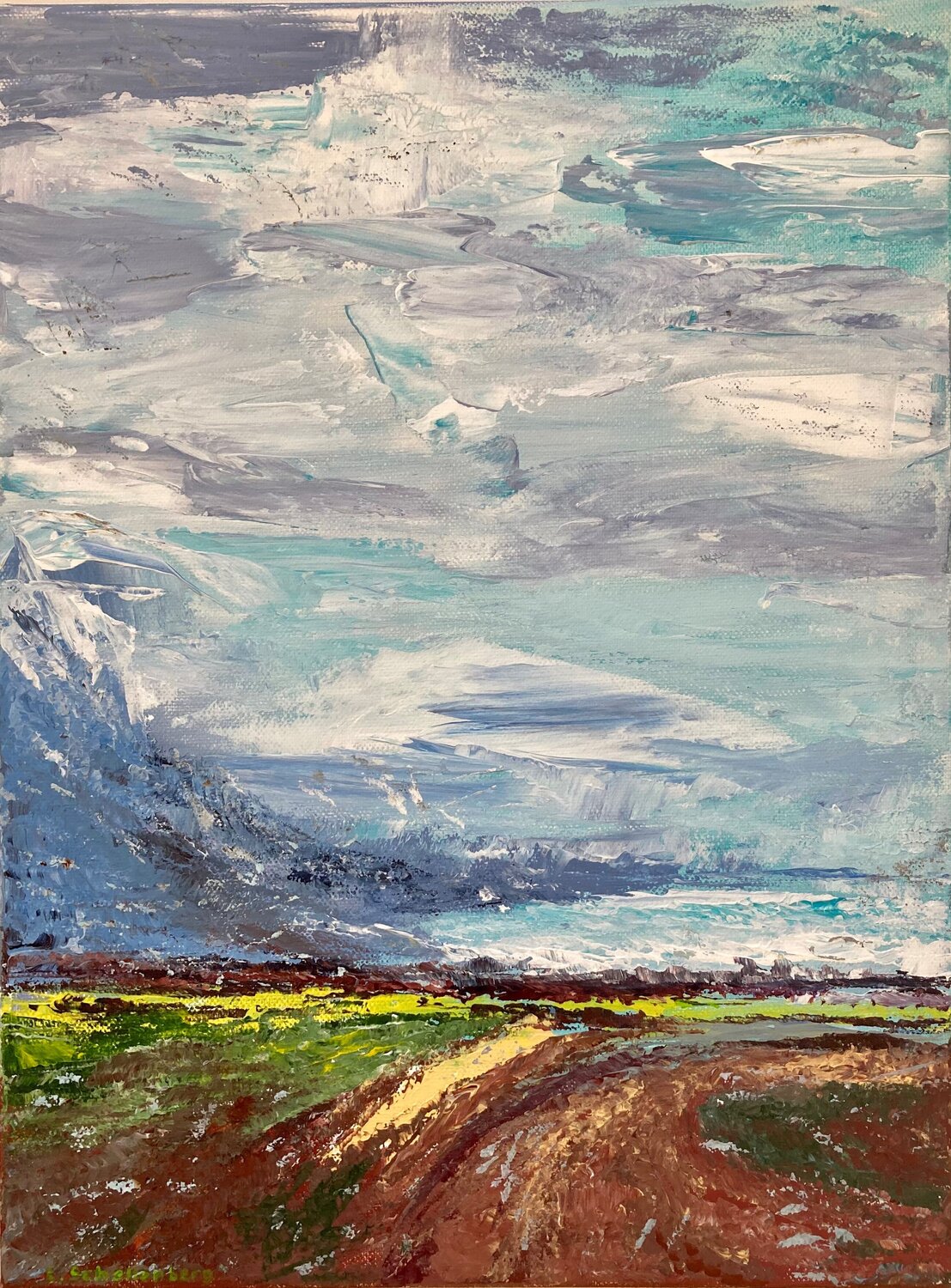 looking into the distance Lusie Schellenberg Original painting for sale