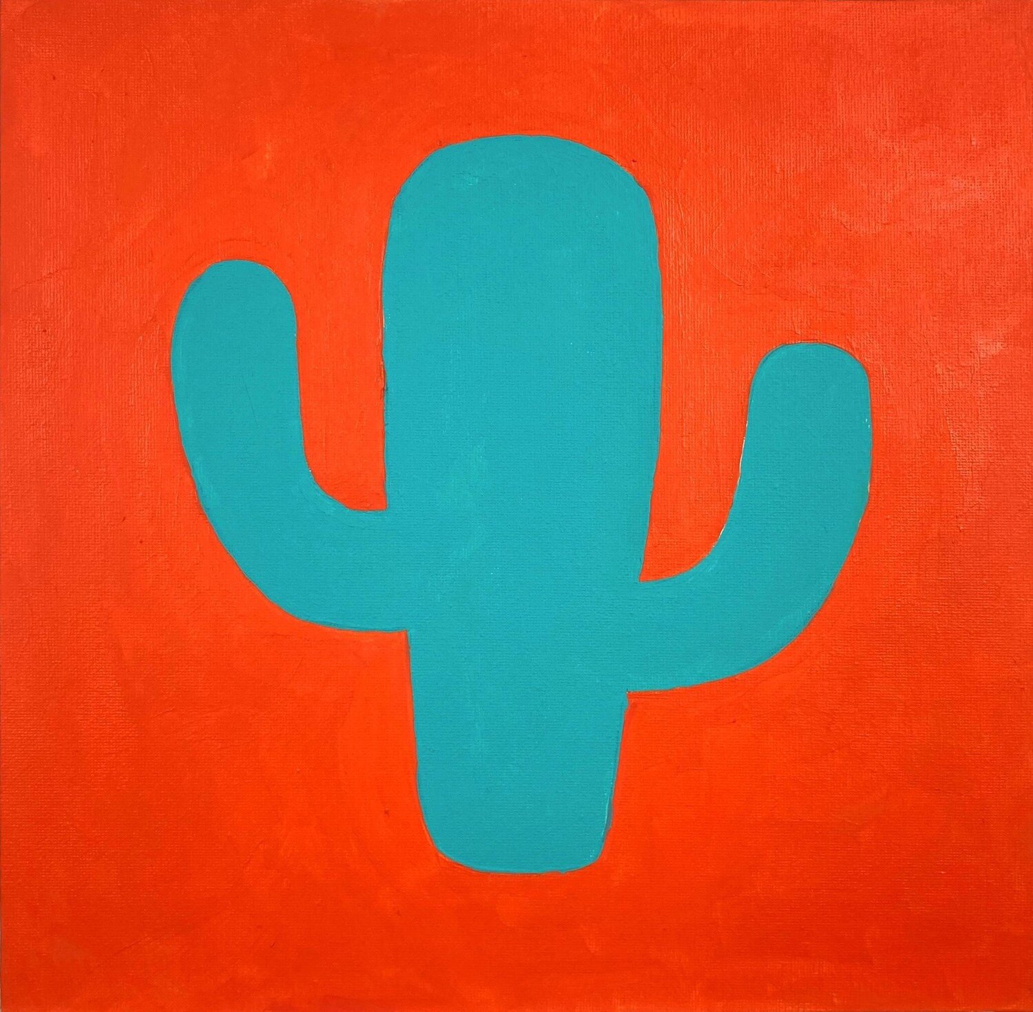 "Kaktus Nr.1 (Türkis auf Feuer)" Lusie Schellenberg Original painting for sale