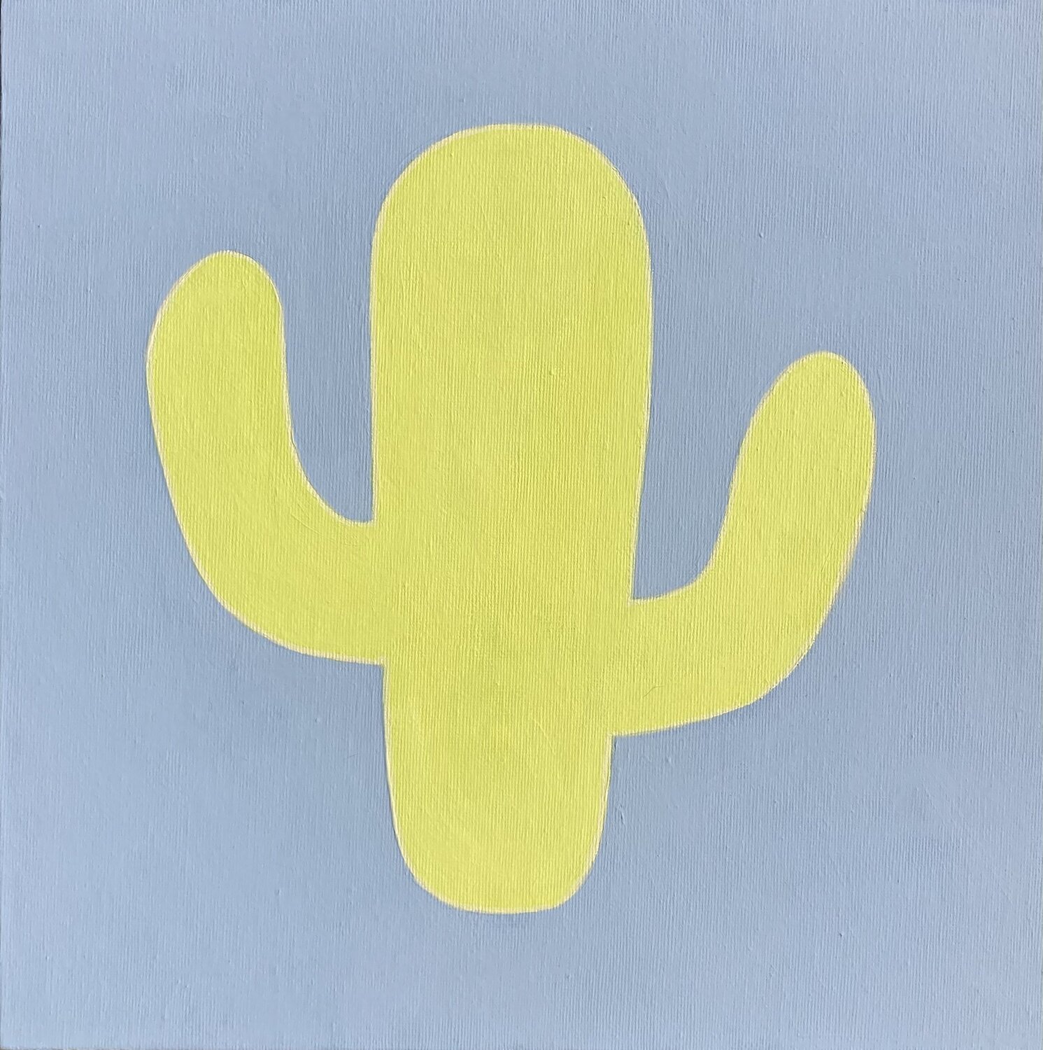 "Kaktus Nr.5 (Gelber Kaktus auf Porzellan Blau ) Lusie Schellenberg Original painting for sale