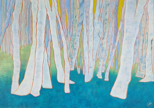 Le blanc des bouleaux by Marie-Pierre Autonne, Painting for Sale on Select
