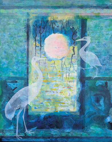 Confidences à la lune by Marie-Pierre Autonne, Painting for Sale on Select