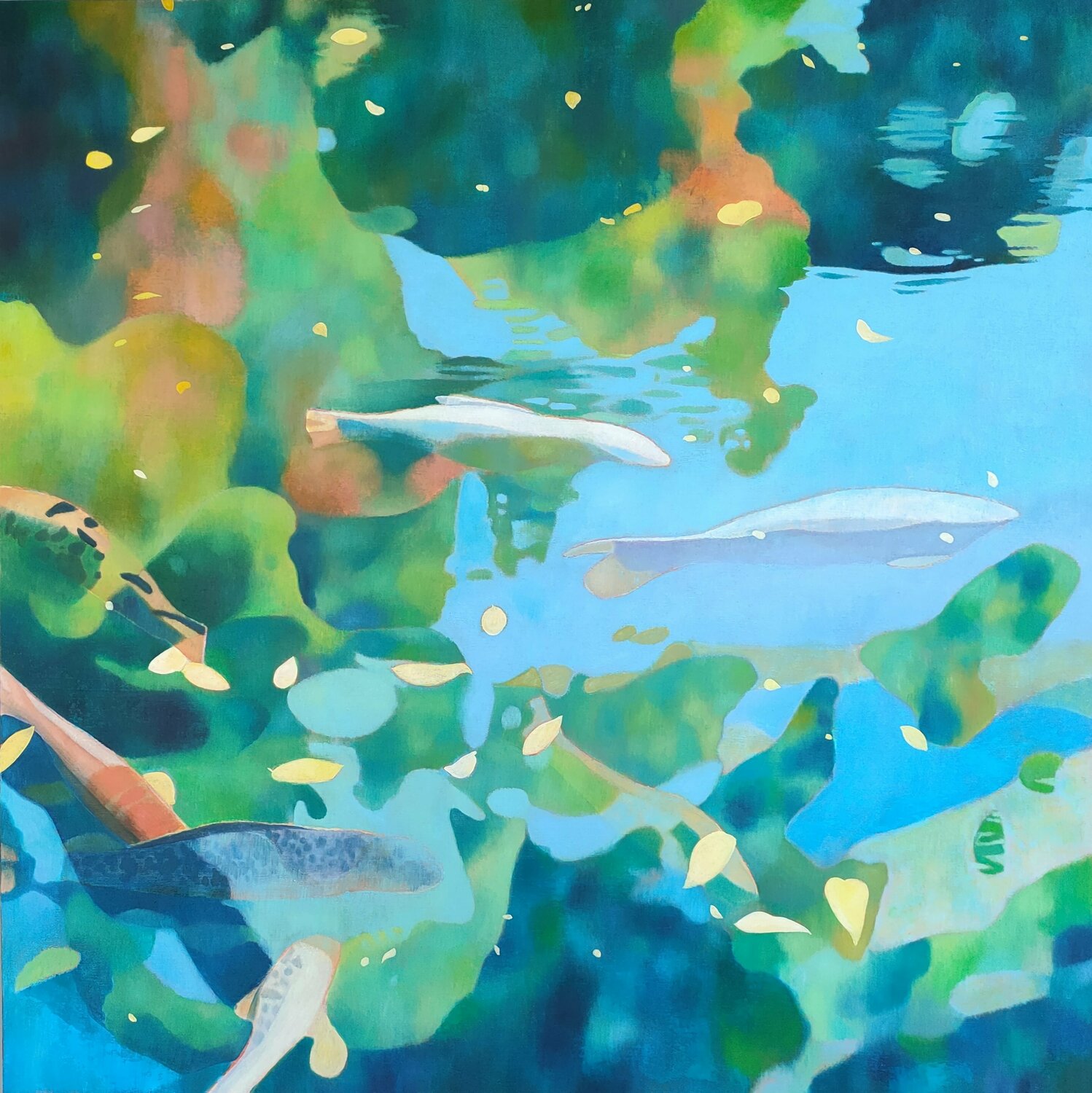 Les poissons à l'ombre de l'imagination Marie-Pierre Autonne Original painting for sale