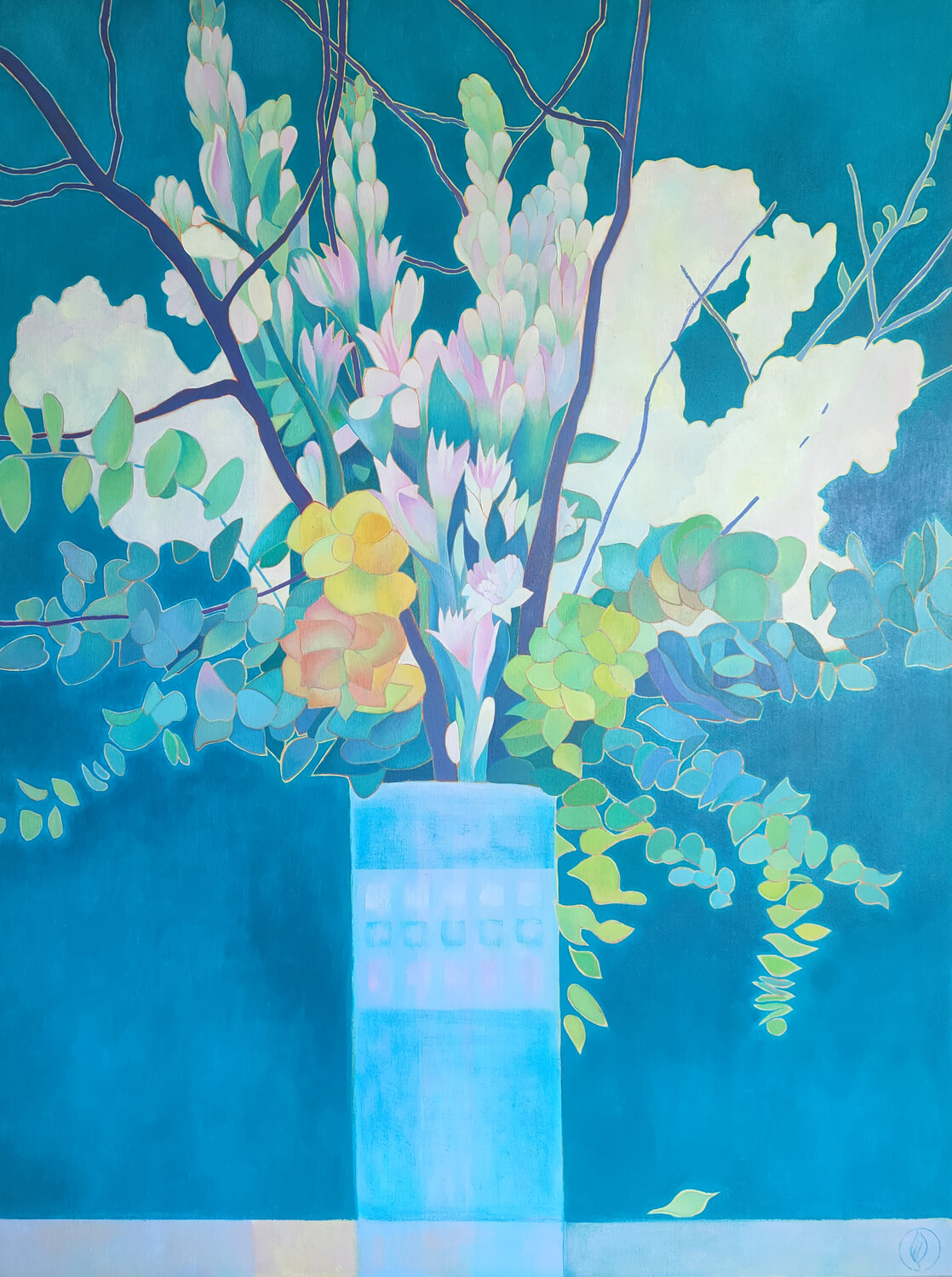 L'été bleu Marie-Pierre Autonne Original painting for sale